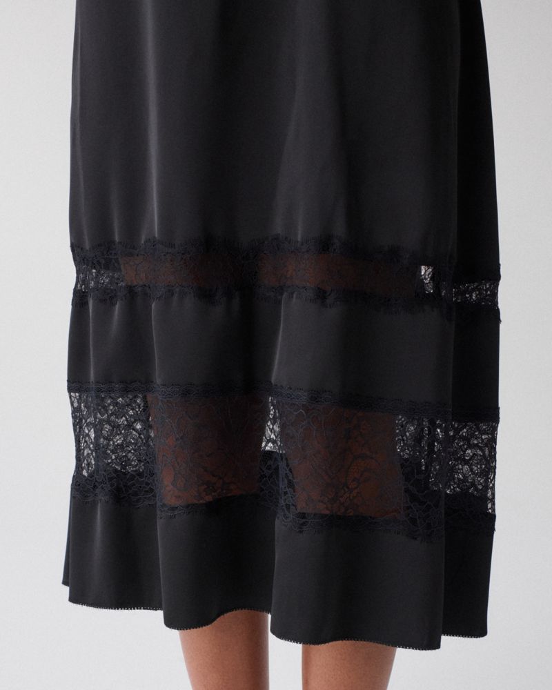 Lace Trim Satin Slip Dress