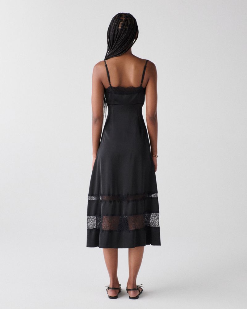 Lace Trim Satin Slip Dress