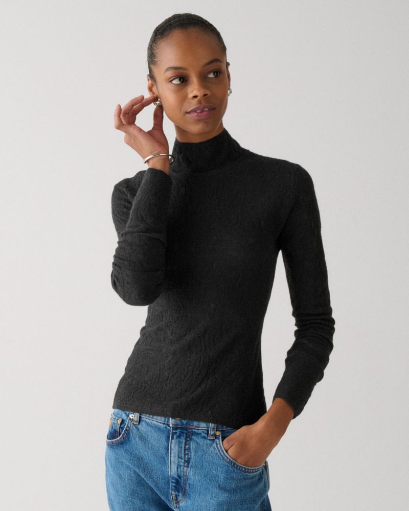 Lace Knit Turtleneck Top