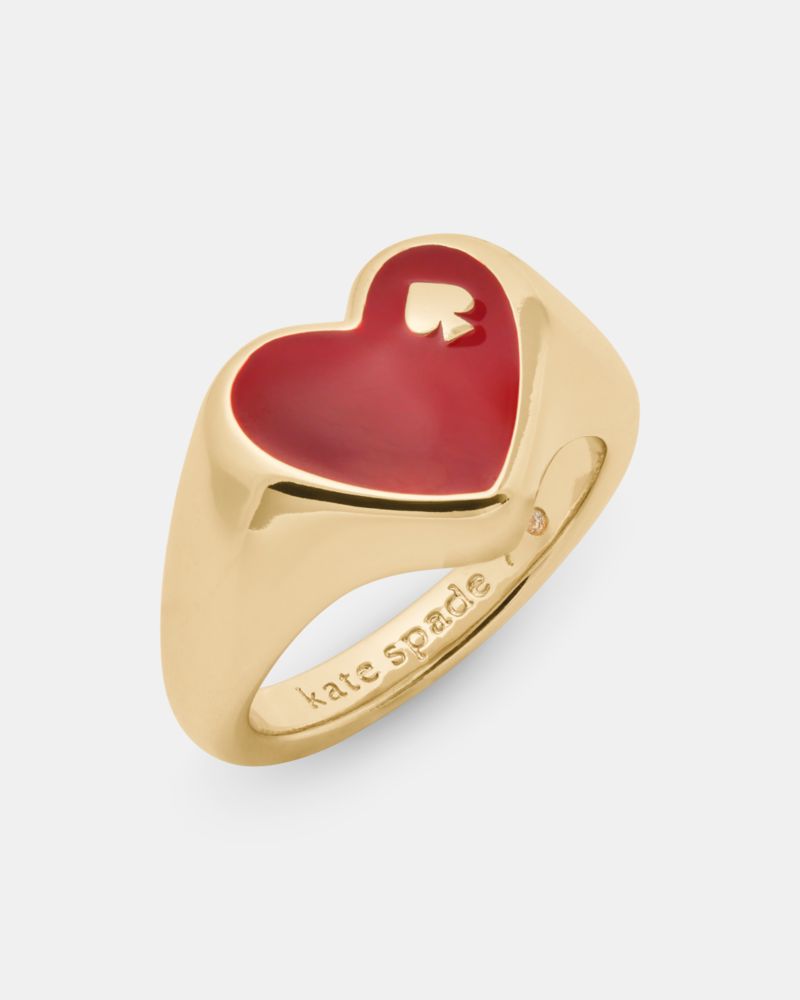 Heart And Spade Enamel Signet Ring
