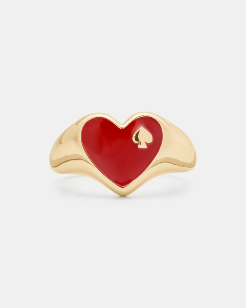 Heart And Spade Enamel Signet Ring