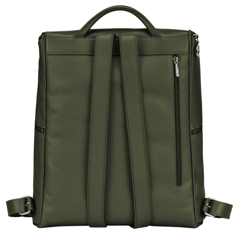 Le Foulonné Backpack Khaki - Leather