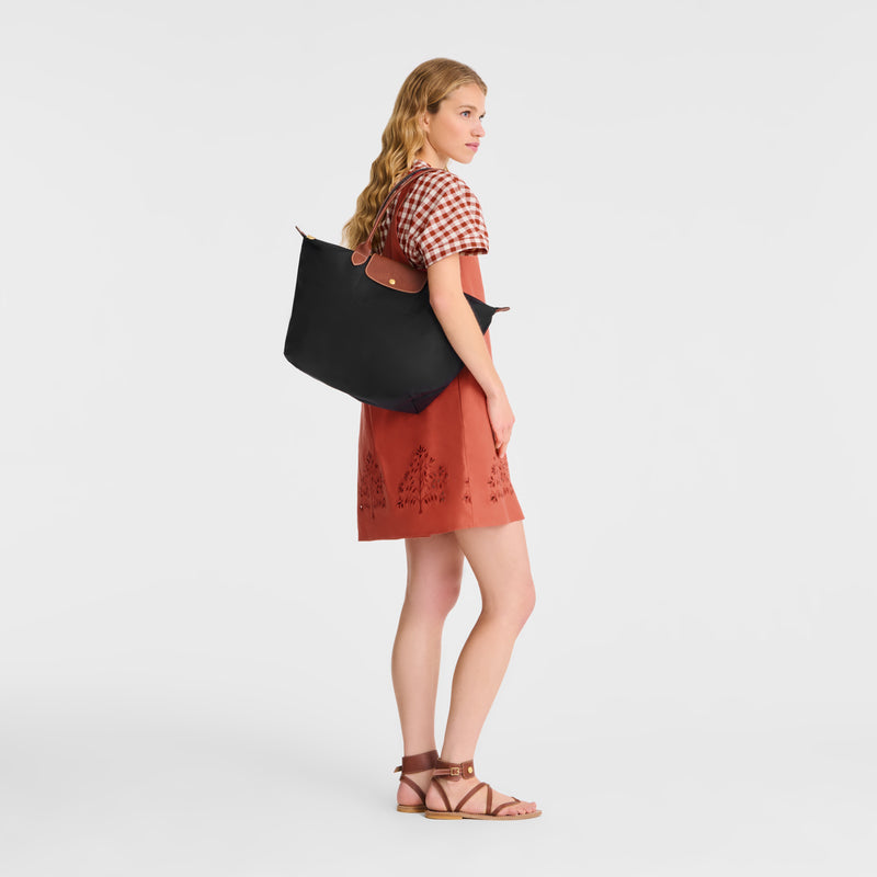 Le Pliage Original L Tote bag Black - Recycled canvas
