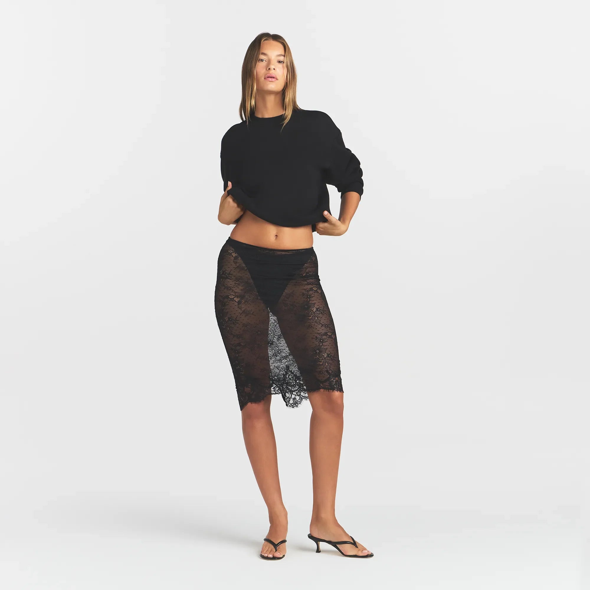 Ultra Fine Lace Midi Skirt