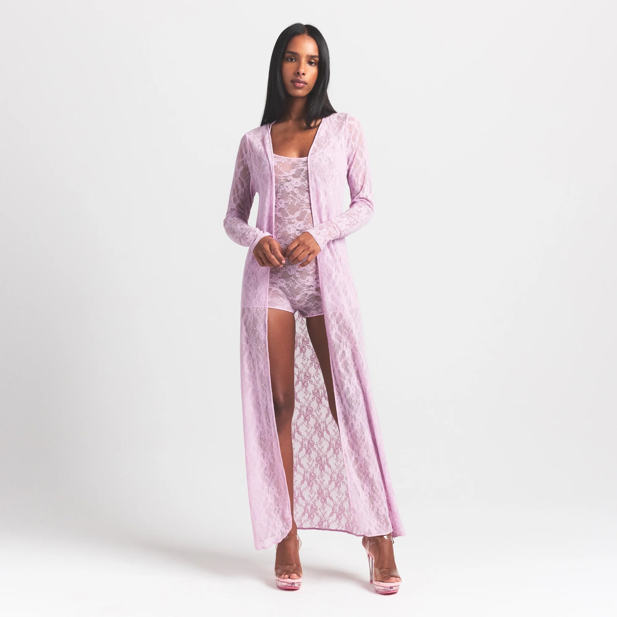 Stretch Lace Long Robe