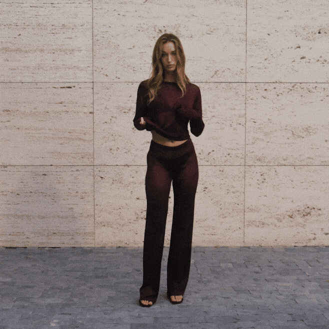 Slinky Knit Crew Neck Long Sleeve Top