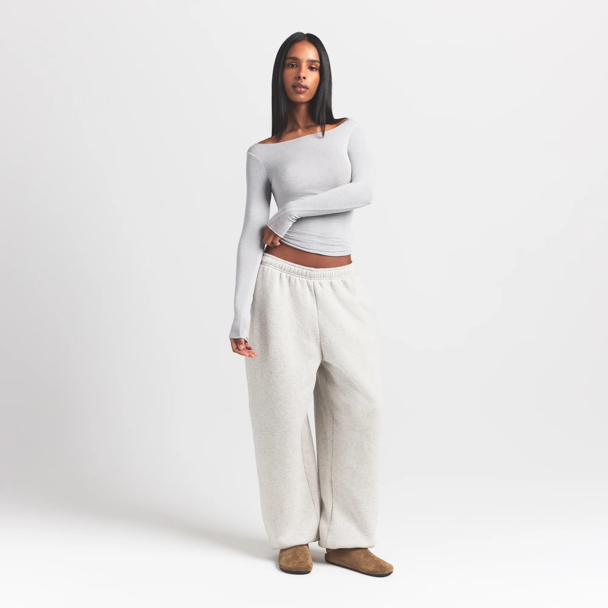 Sheer Modal Long Sleeve Boatneck Top