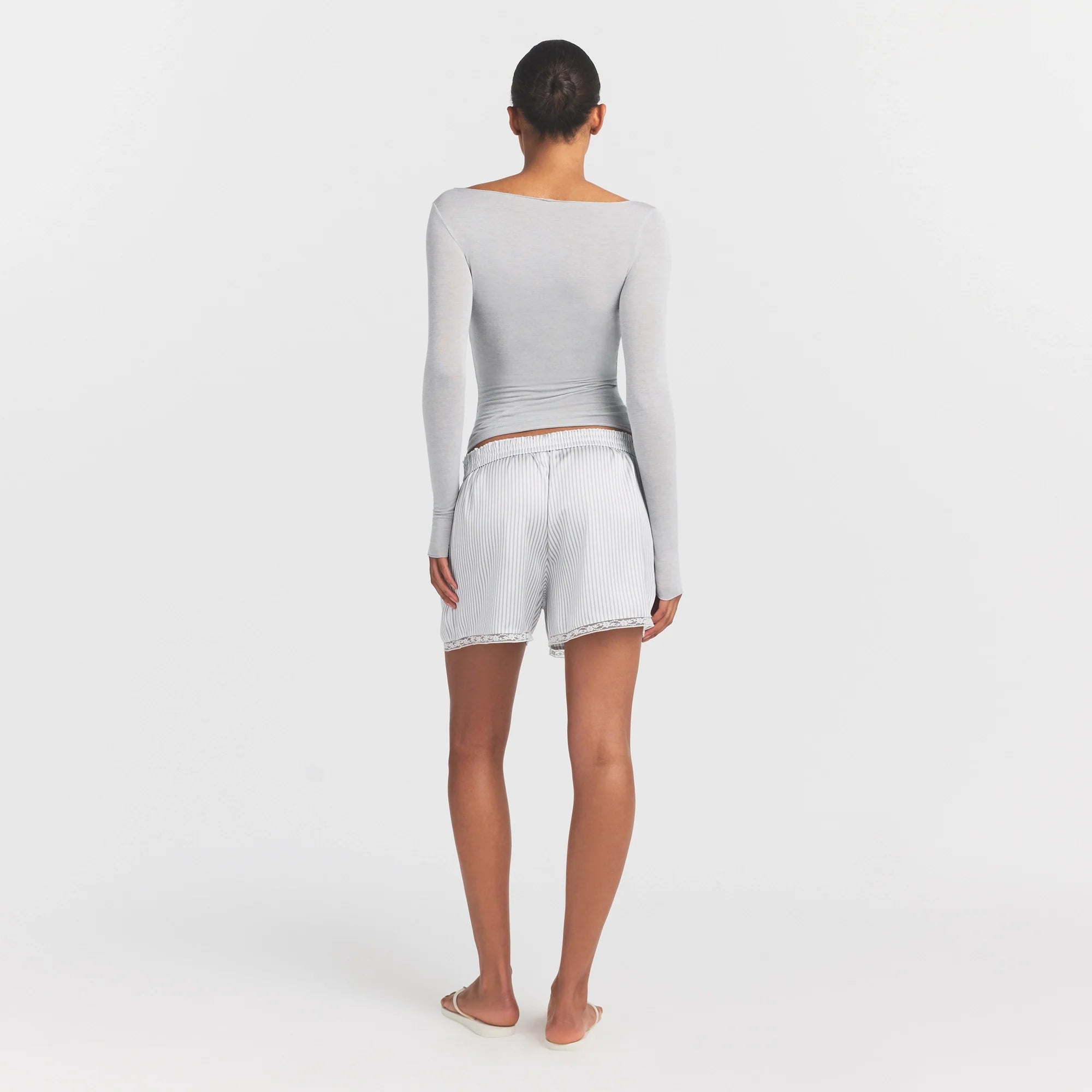 Sheer Modal Long Sleeve Boatneck Top