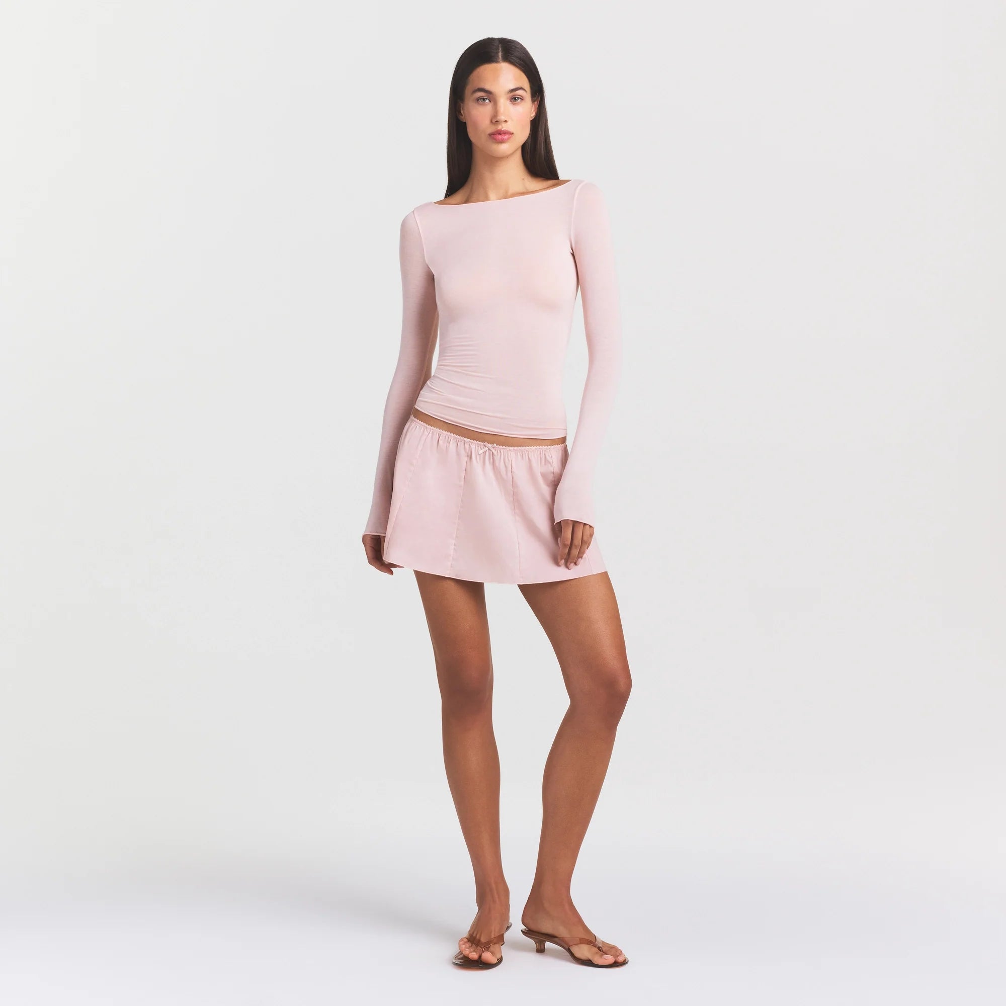 Sheer Modal Long Sleeve Boatneck Top