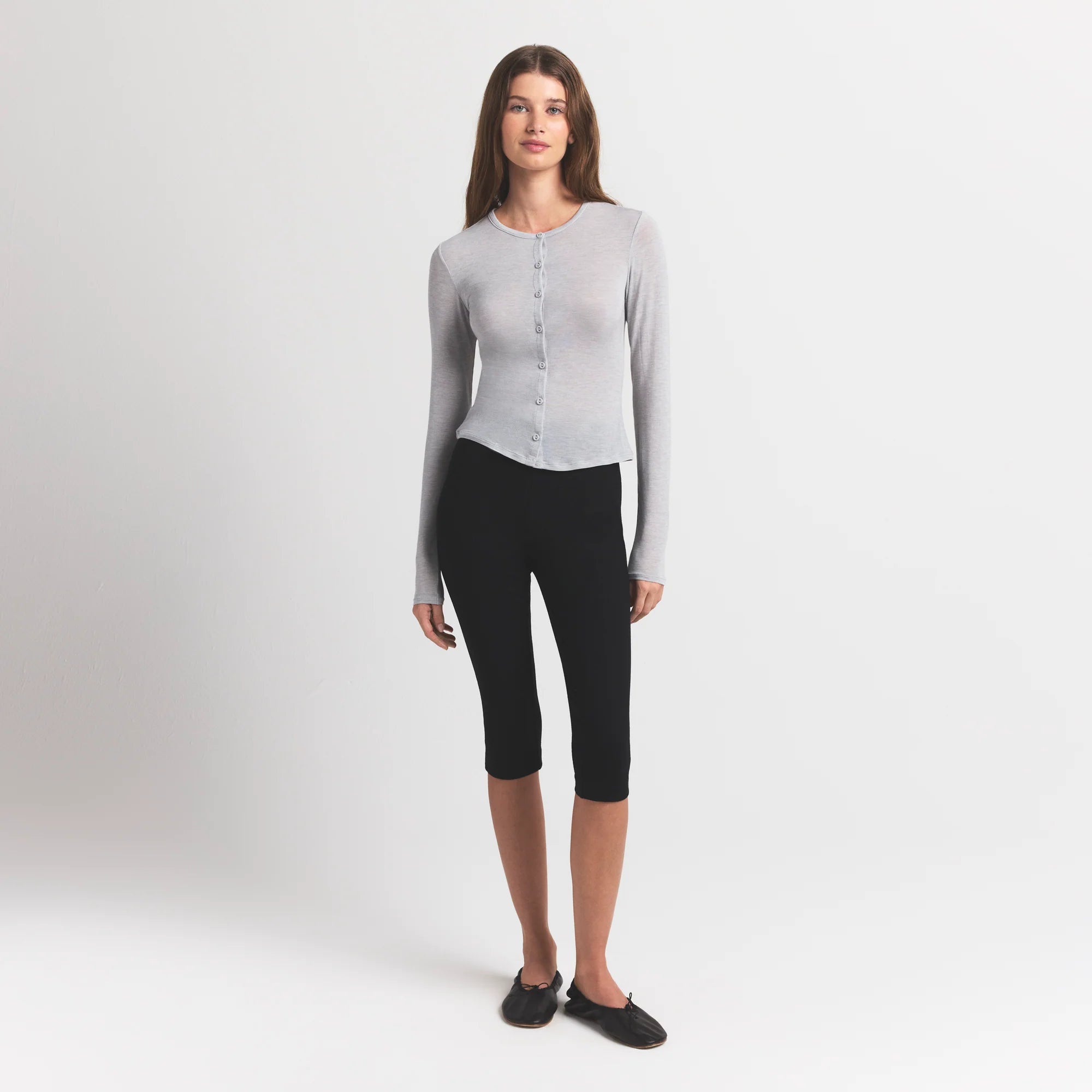 Sheer Modal Cardigan with Covered Buttons
