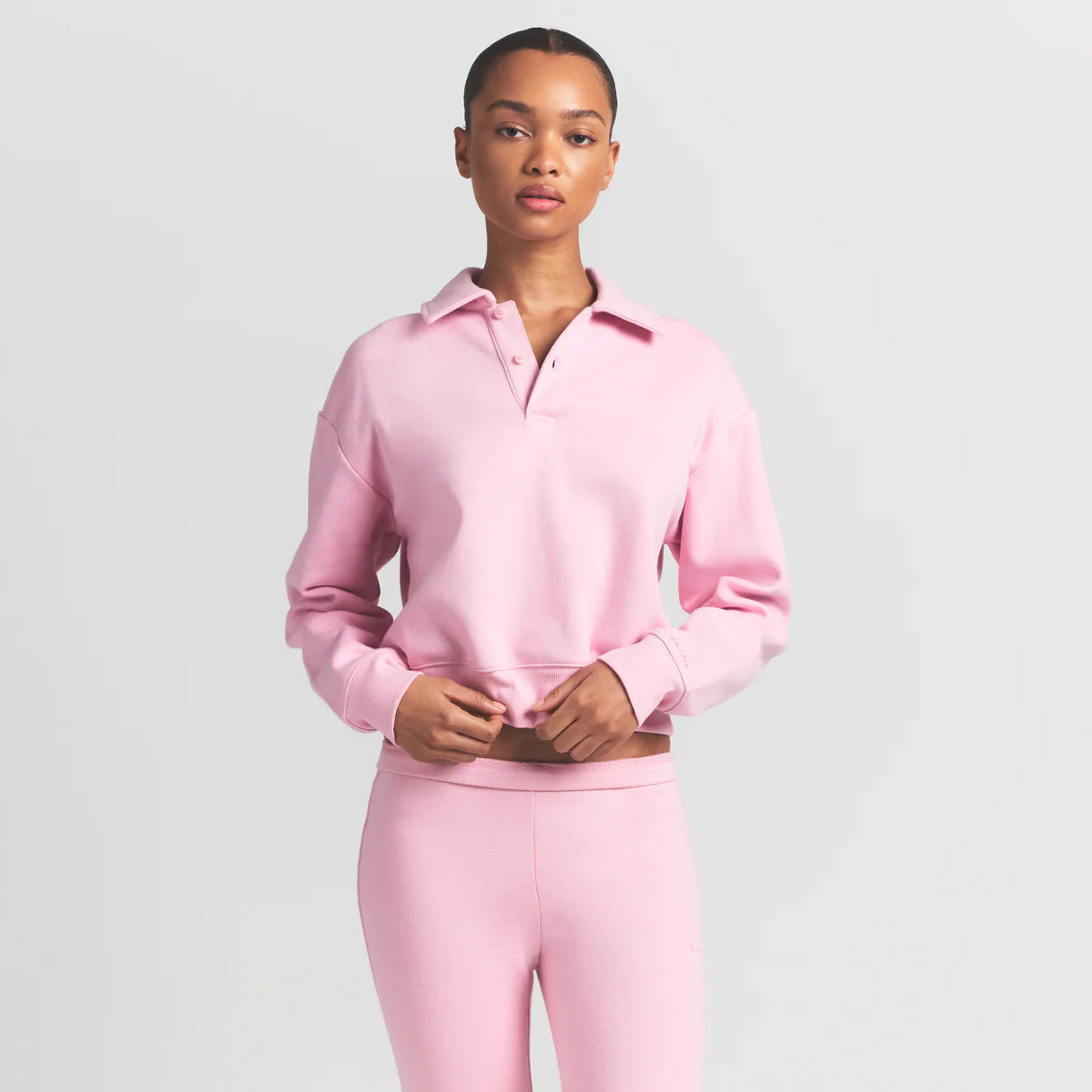 Cotton Fleece Polo Sweatshirt