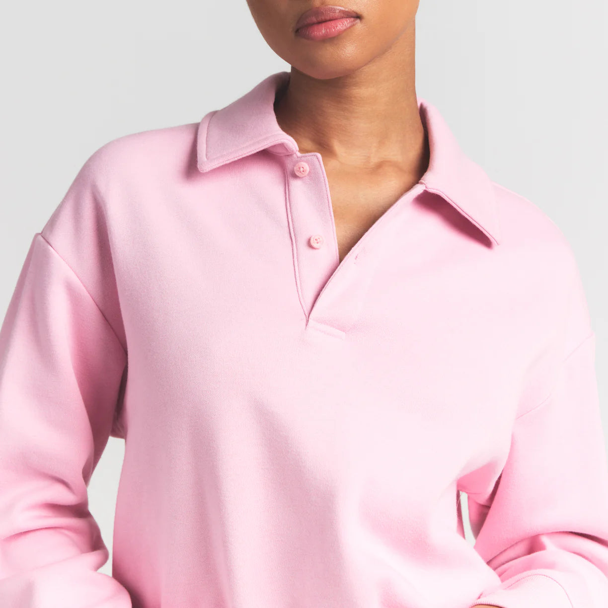 Cotton Fleece Polo Sweatshirt