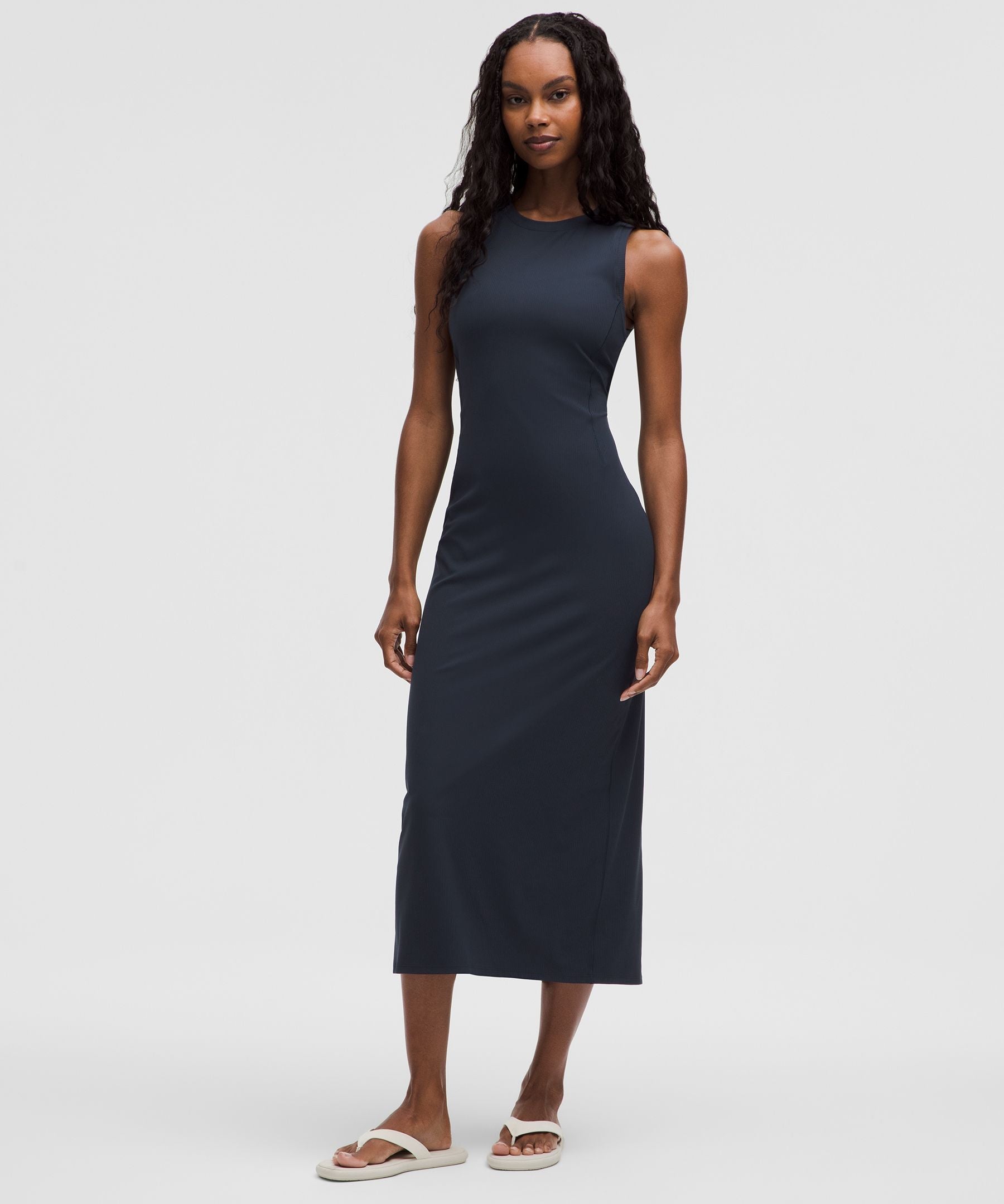 All Aligned Ribbed Midi Dress