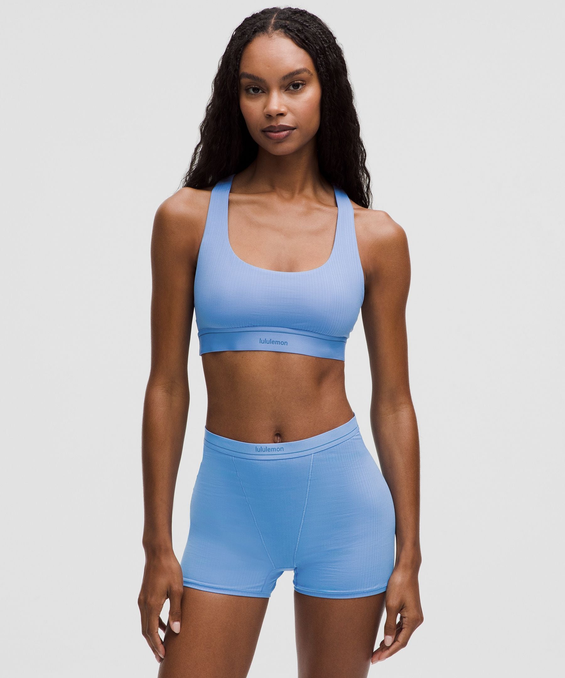 Stretch Cotton Ribbed Logo Racerback Bralette *A–C Cups