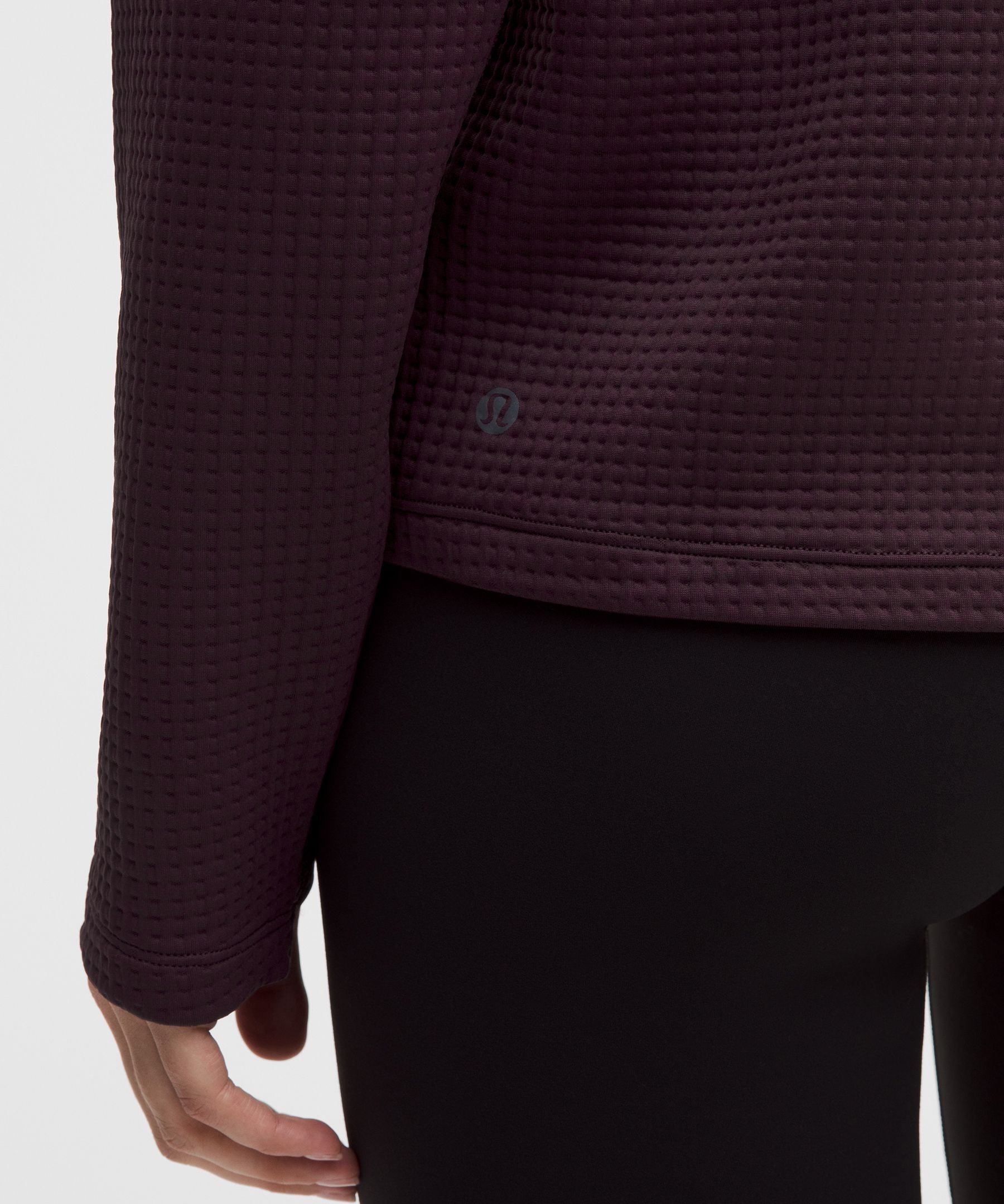 Waffle-Knit Funnel-Neck Long-Sleeve Shirt