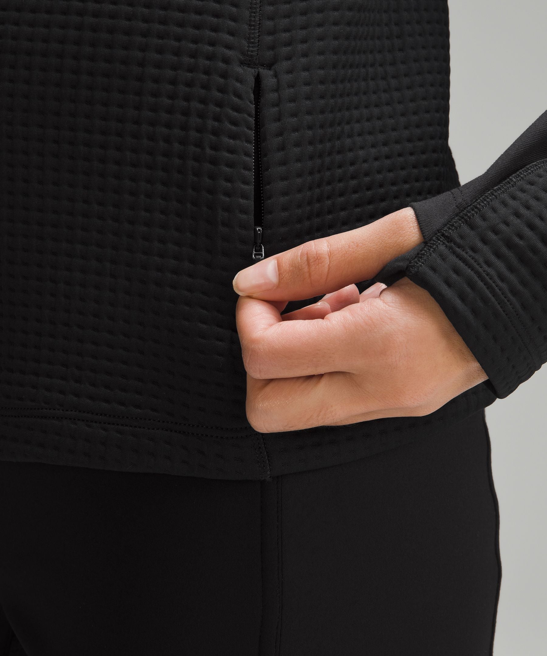 Waffle-Knit Half-Zip Long-Sleeve Shirt