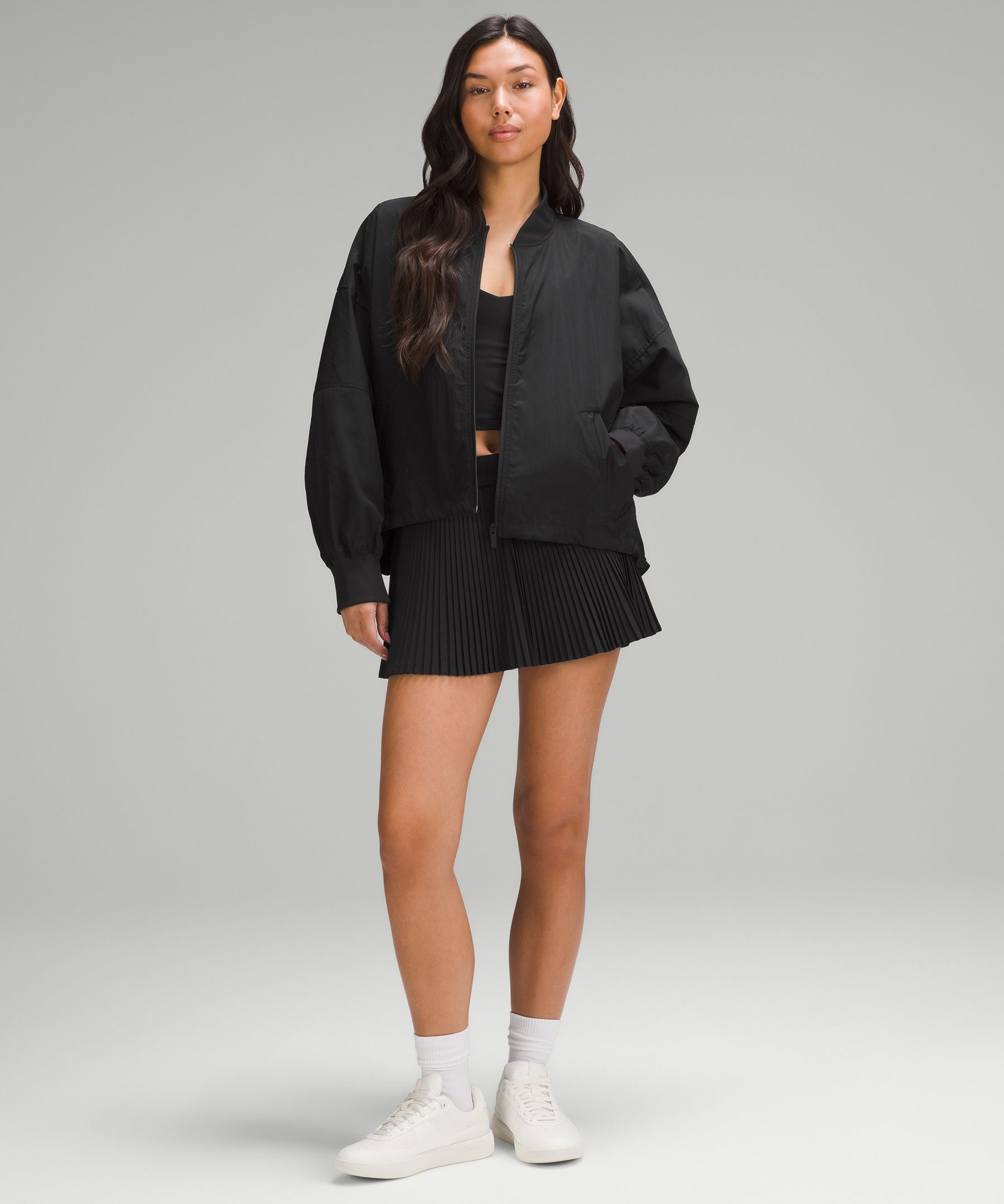 Lightweight Hem-Cinch Bomber Jacket