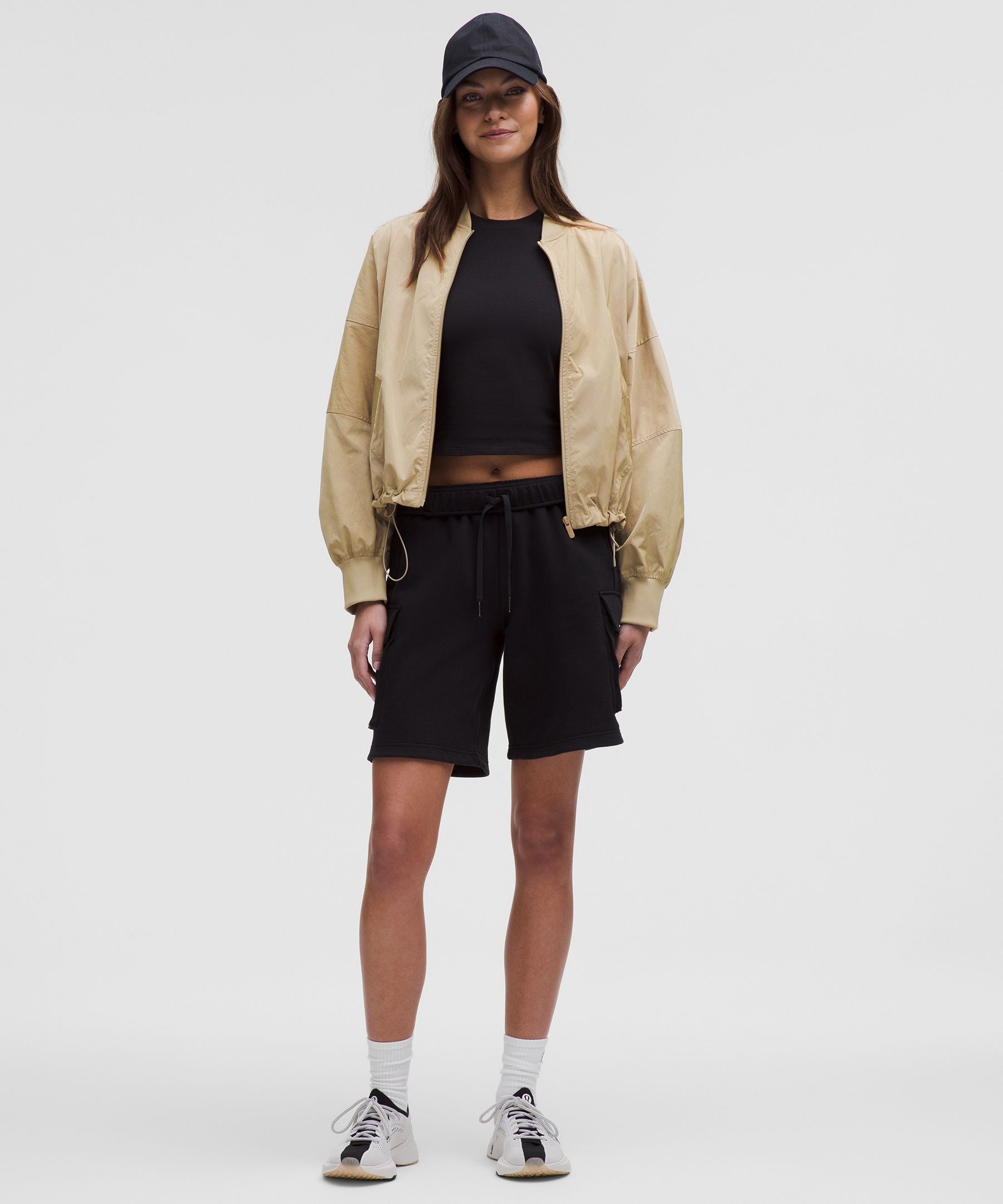 Lightweight Hem-Cinch Bomber Jacket