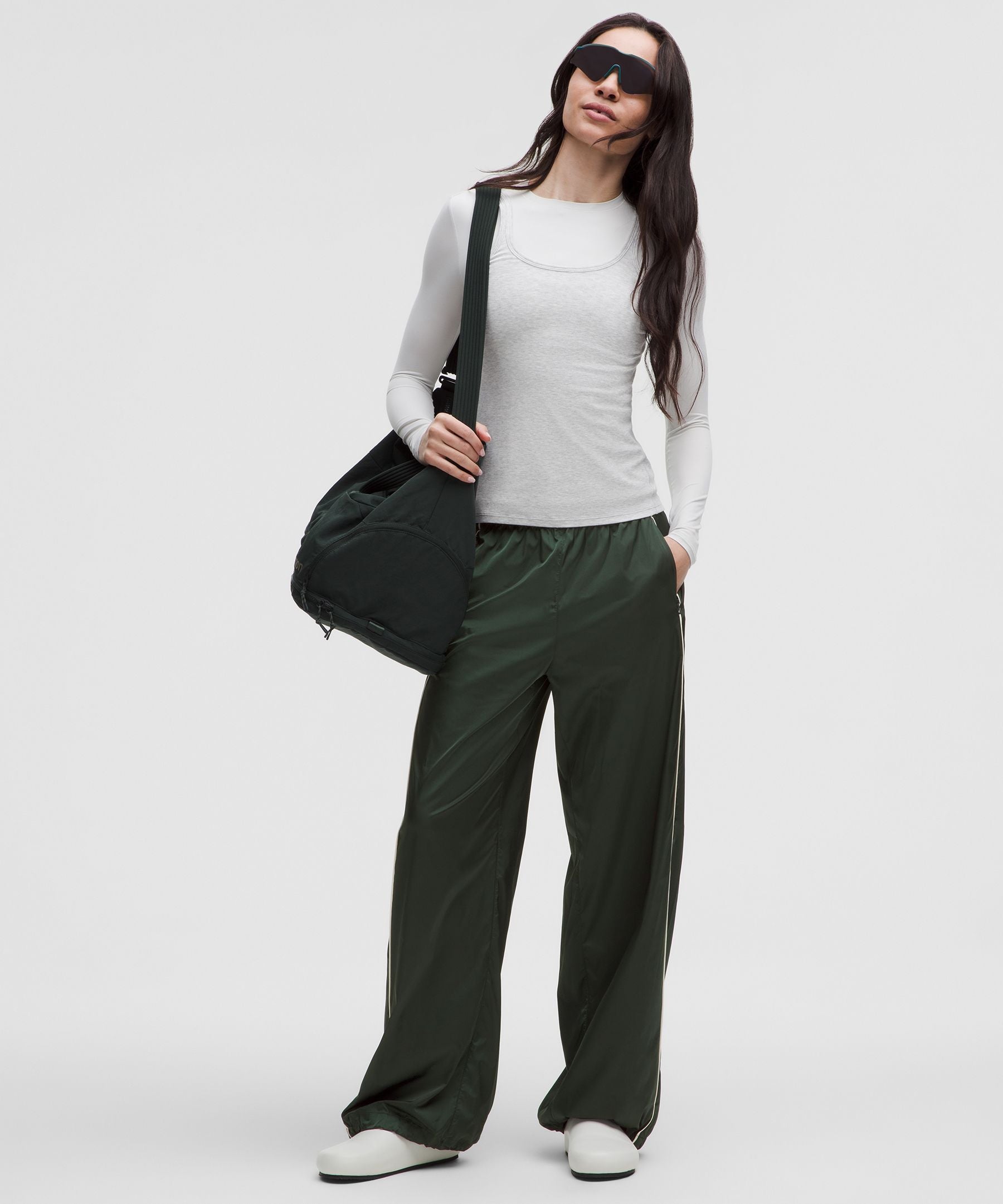Stretch Satin Nylon Mid-Rise Pant