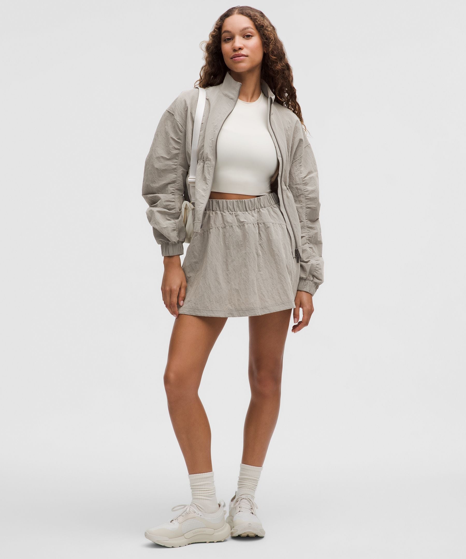 Crinkle Nylon High-Rise Mini Skirt