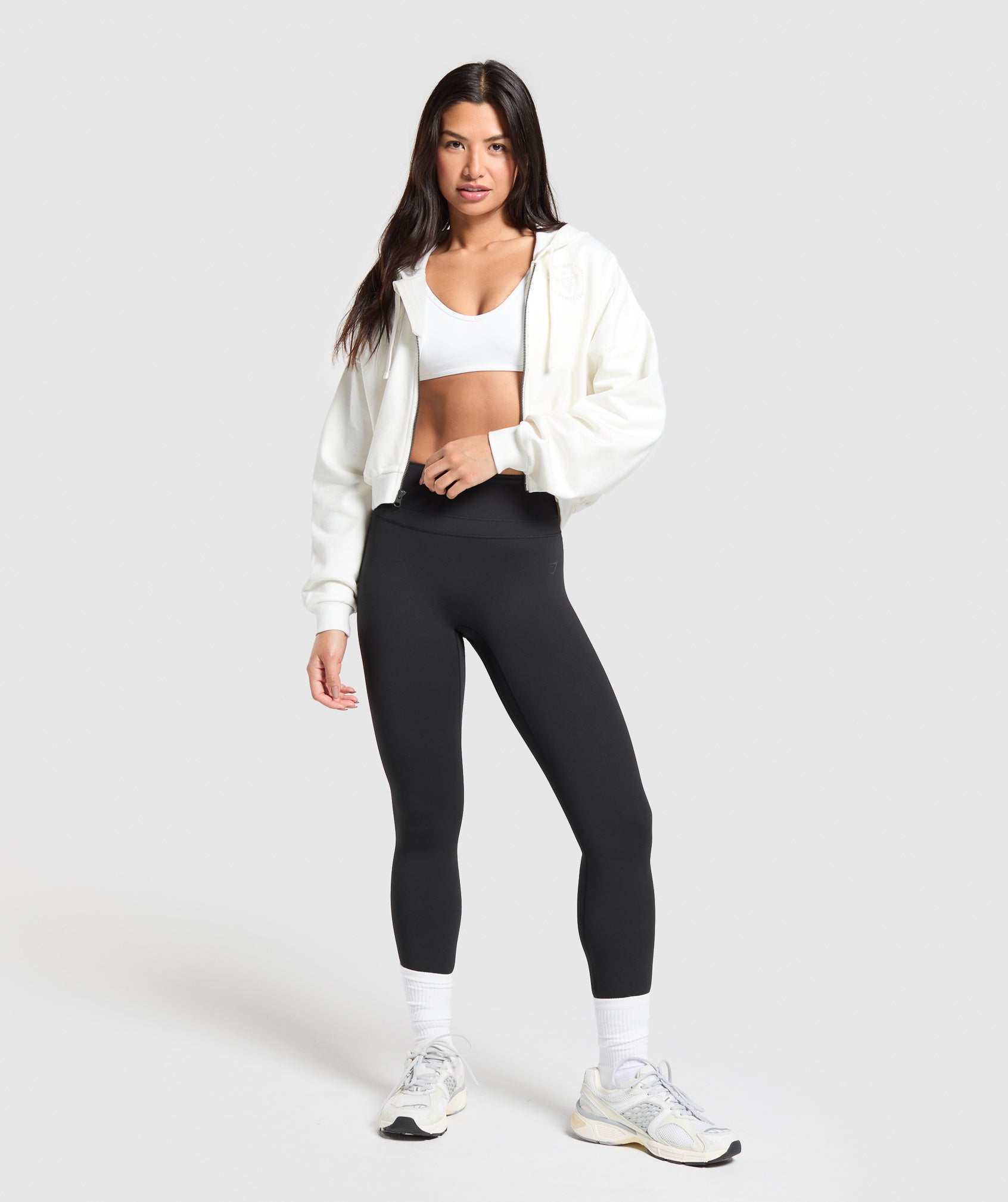 Gymshark Lifestyle Club Graphic Zip Up Hoodie - Soft White