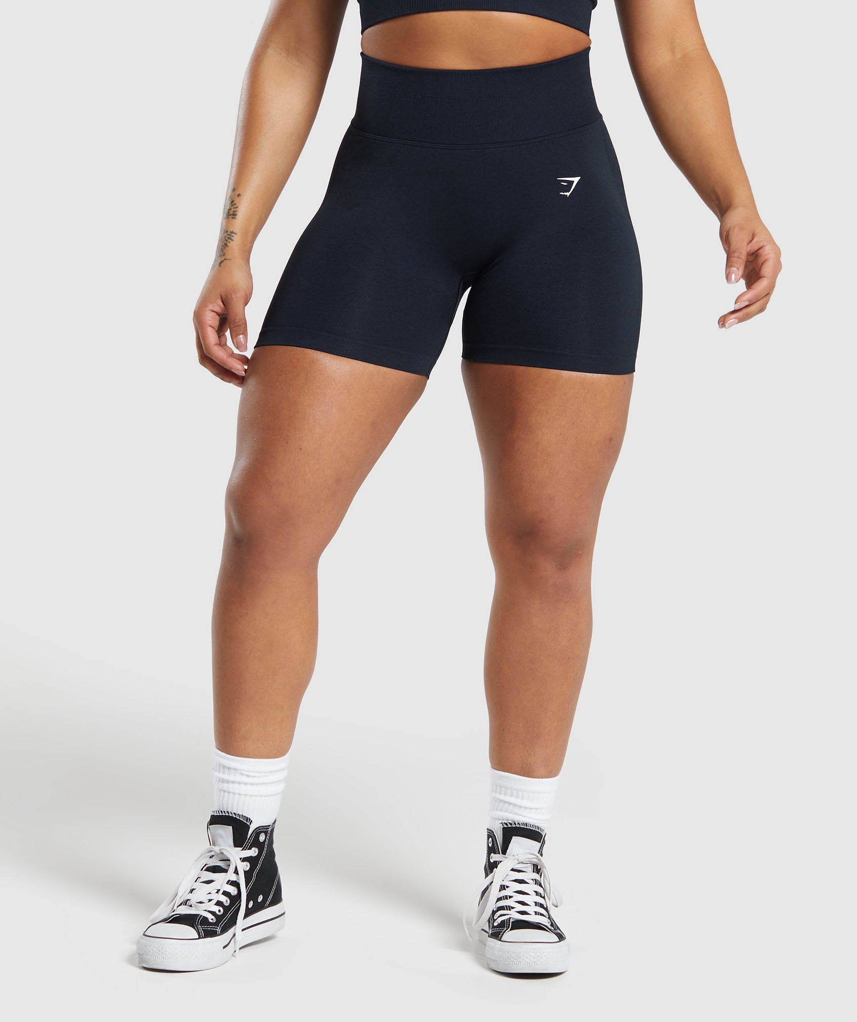 Gymshark Lift Seamless Shorts - Midnight Blue/Black Marl
