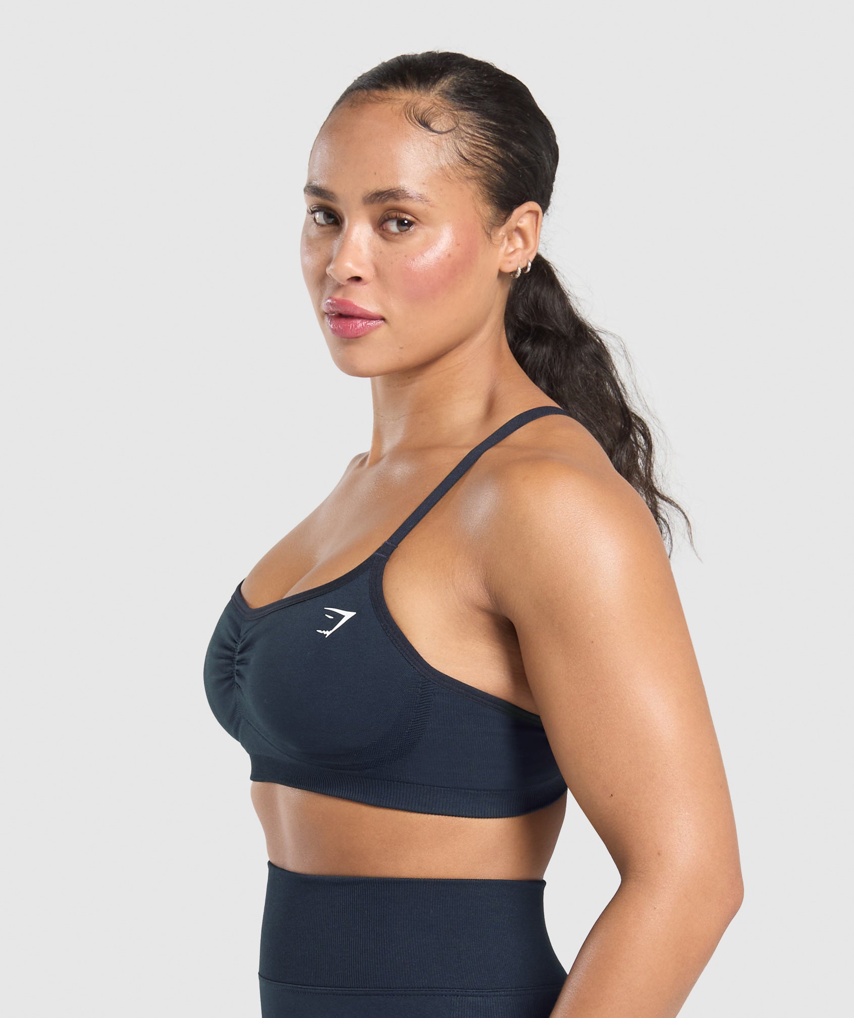 Gymshark Lift Seamless Sports Bra - Midnight Blue/Black Marl