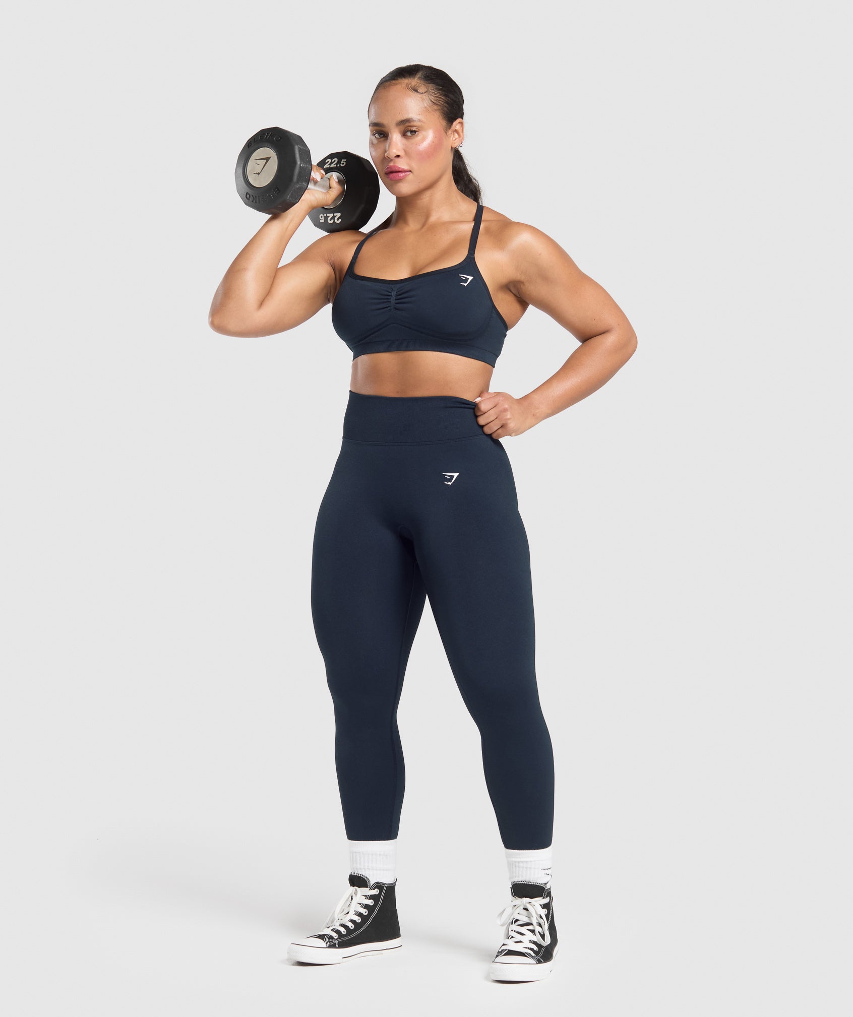 Gymshark Lift Seamless Sports Bra - Midnight Blue/Black Marl