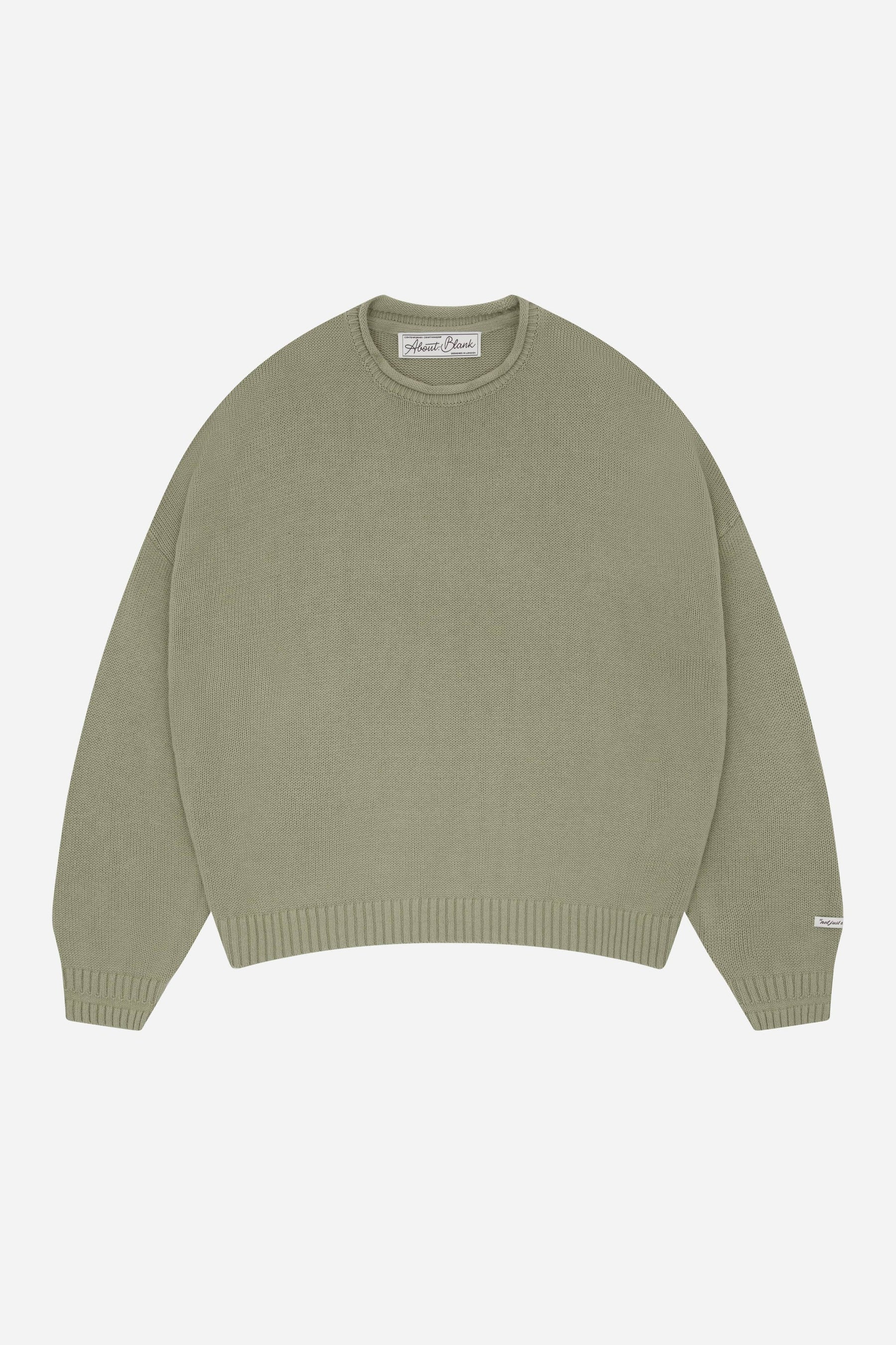 Loose knit rolled crewneck
