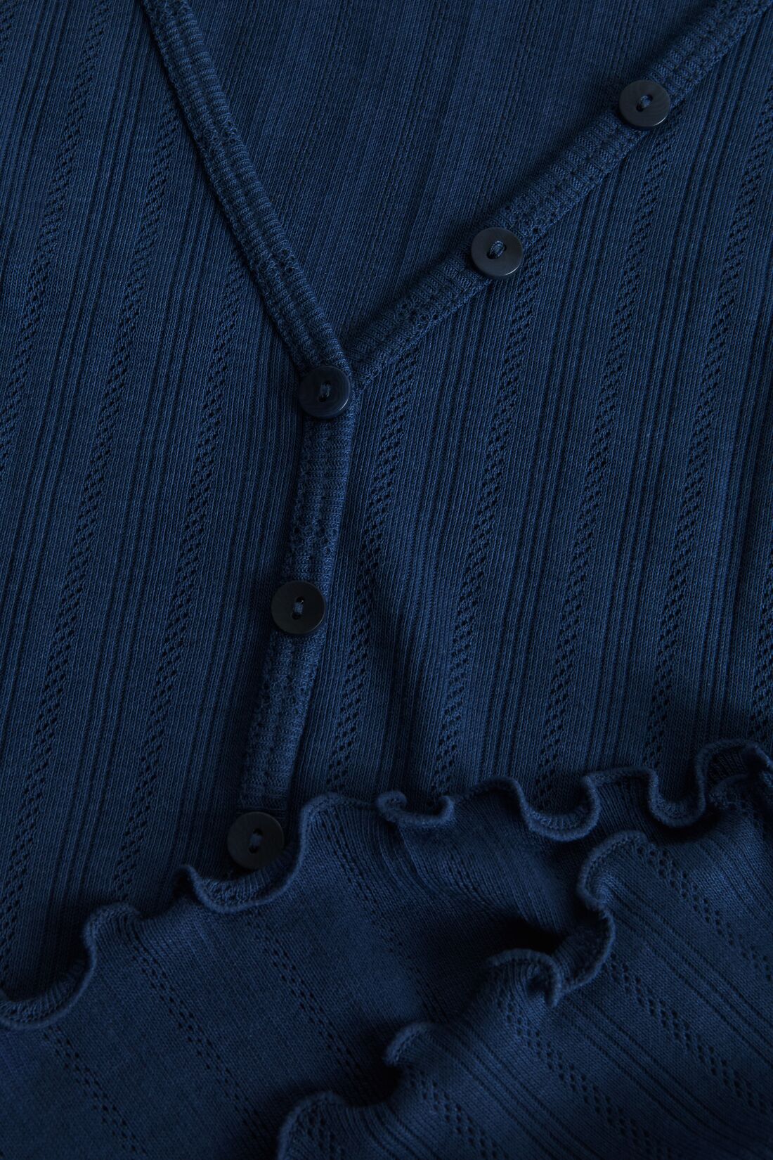 Pointelle V Neck Henley