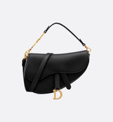 Small Saddle Multicarry Bag with Strap Black Vintage Smooth Calfskin