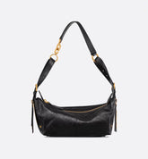 Small D-Journey Bag in Crinkled Calfskin Black Flat Macrocannage