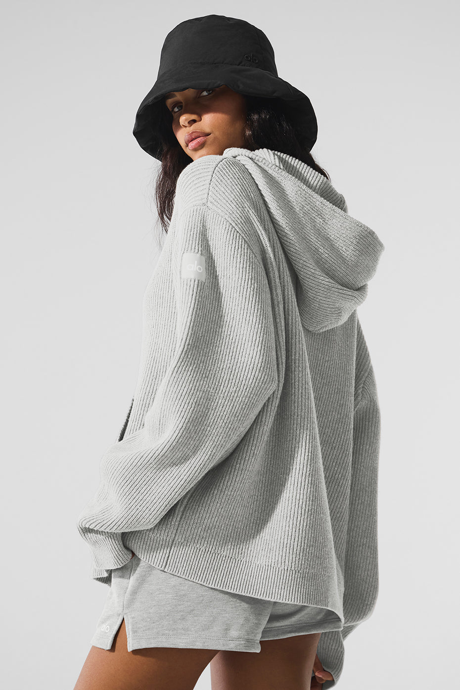 Domain Rib Knit Full Zip Sweater