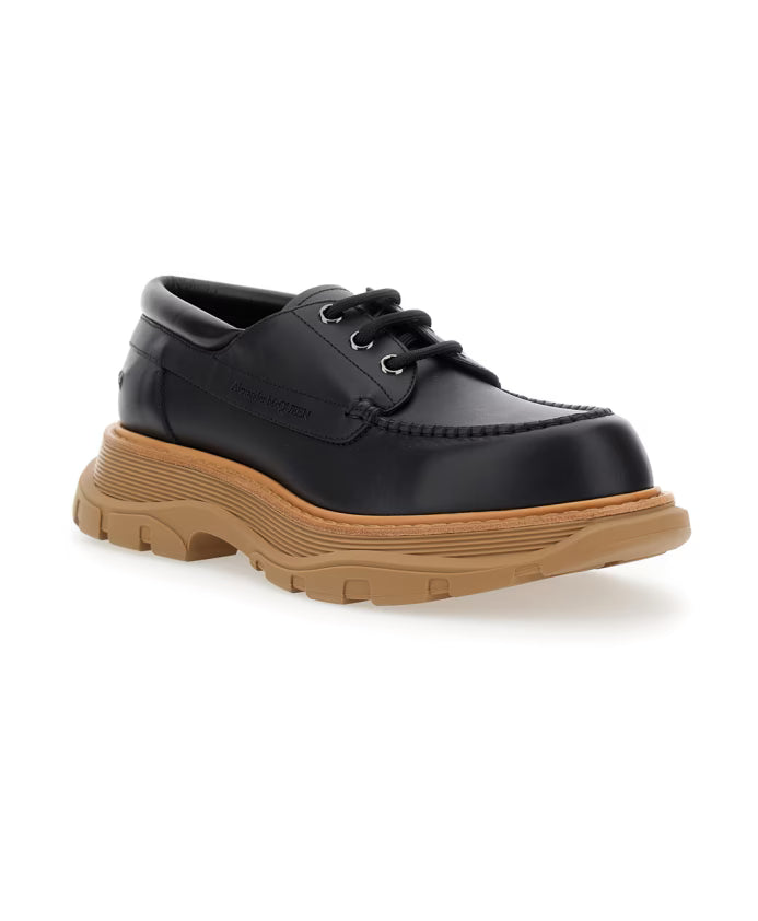 Black Leather Derby Lace-up Shoes