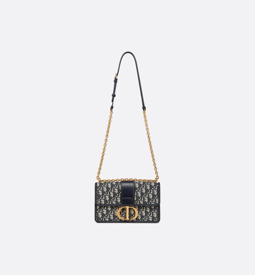 30 Montaigne Chain Bag Blue Dior Oblique Jacquard