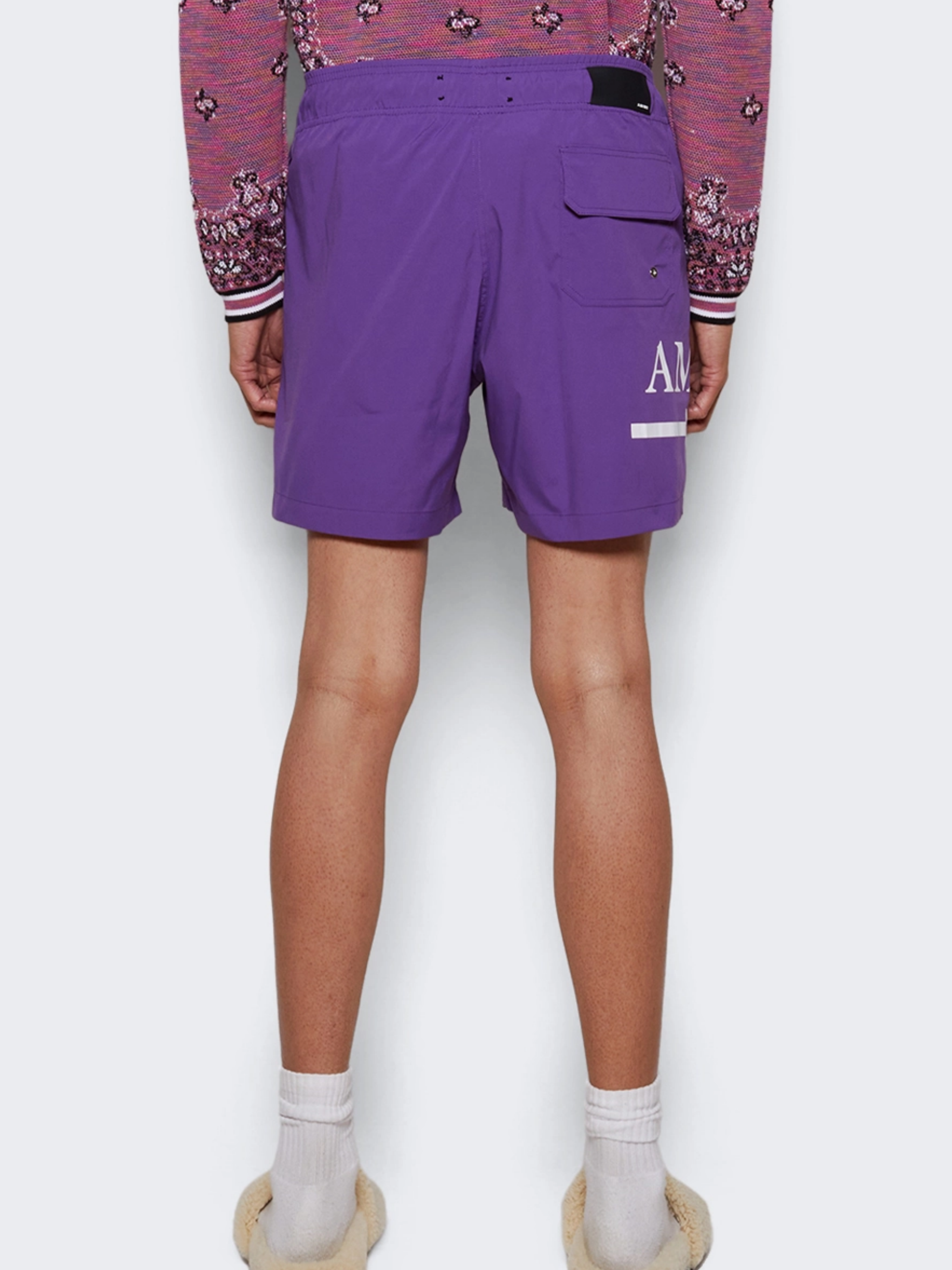 AMIRI MA BAR LOGO SWIM SHORTS PURPLE