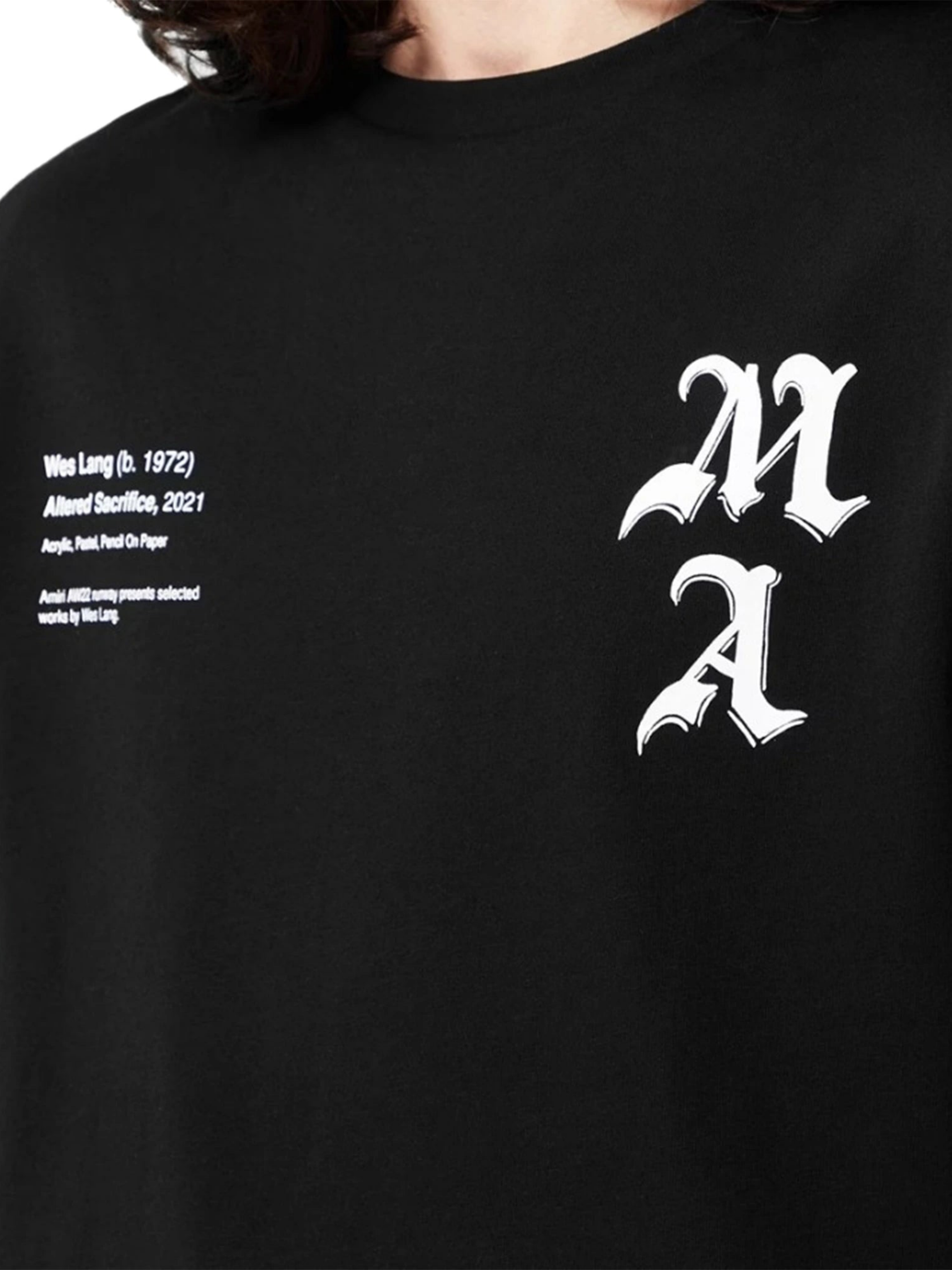 AMIRI X WES LANG CHECKER SKULL TEE BLACK