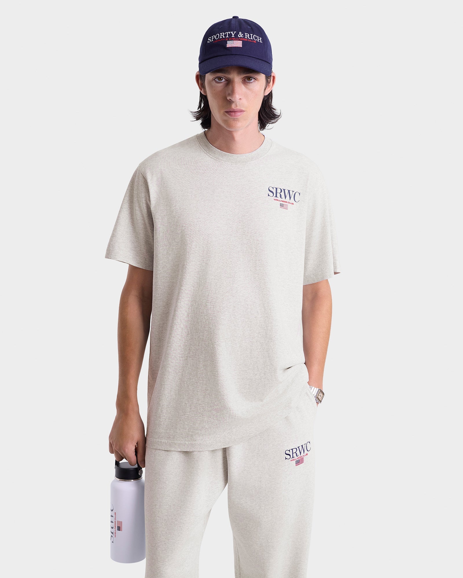 Nautical Embroidered Wide Sweatpant - Heather Gray