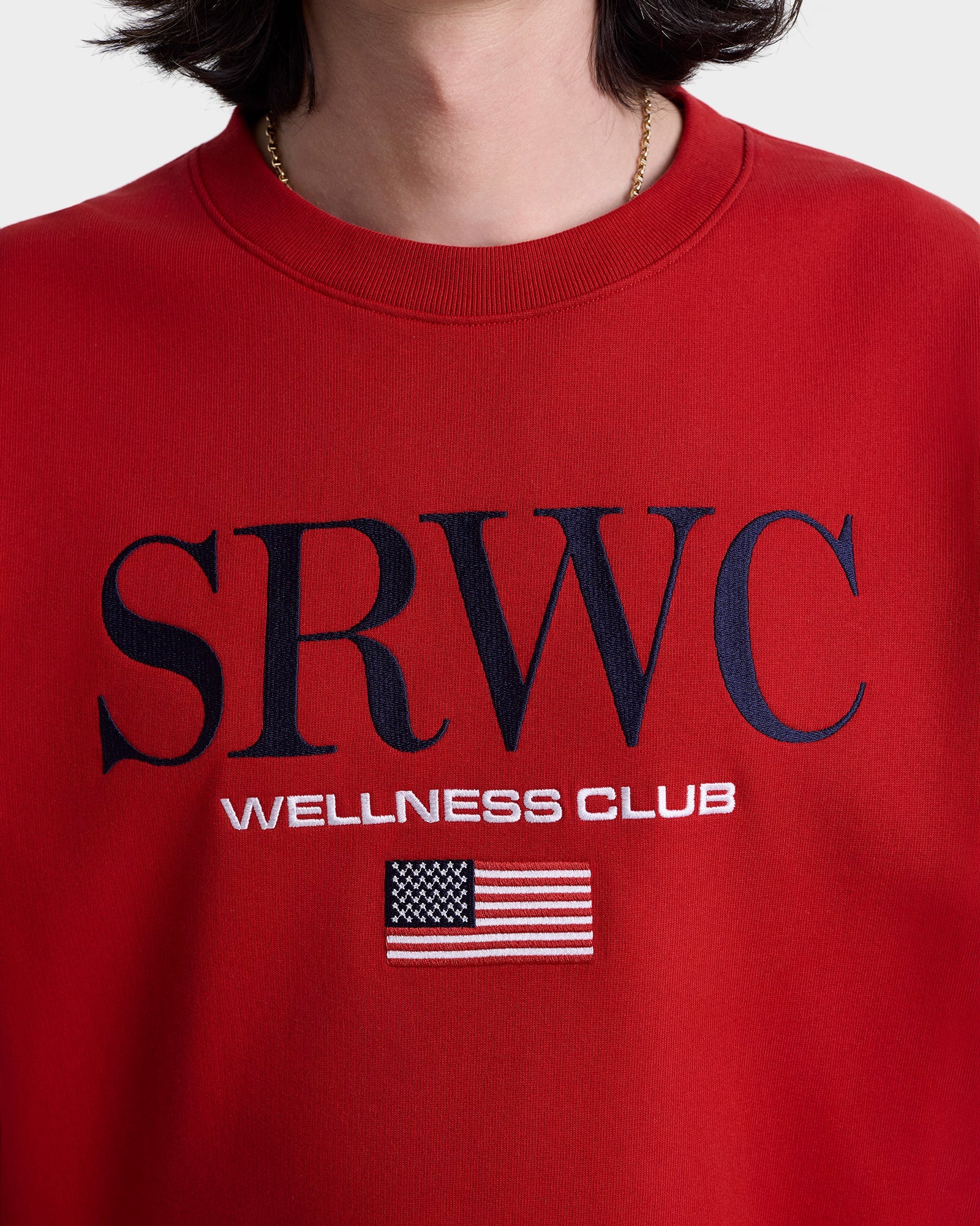 Nautical Embroidered Crewneck - Ruby/Navy