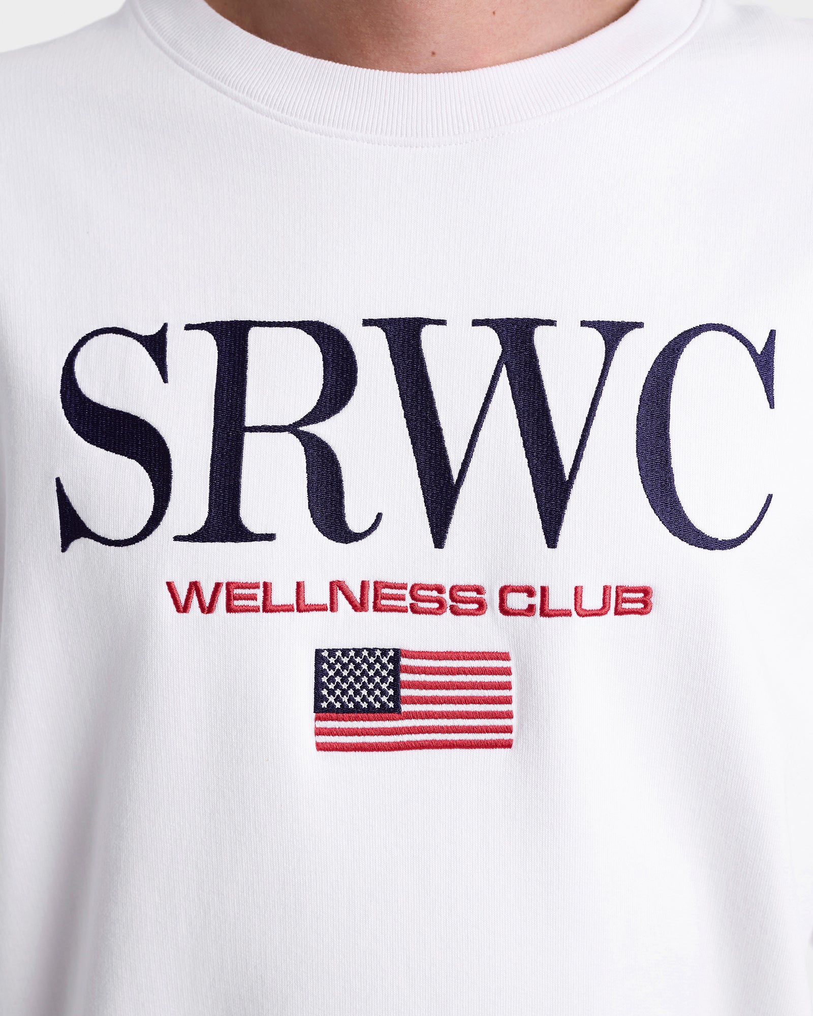 Nautical Embroidered Crewneck - White/Navy/Ruby