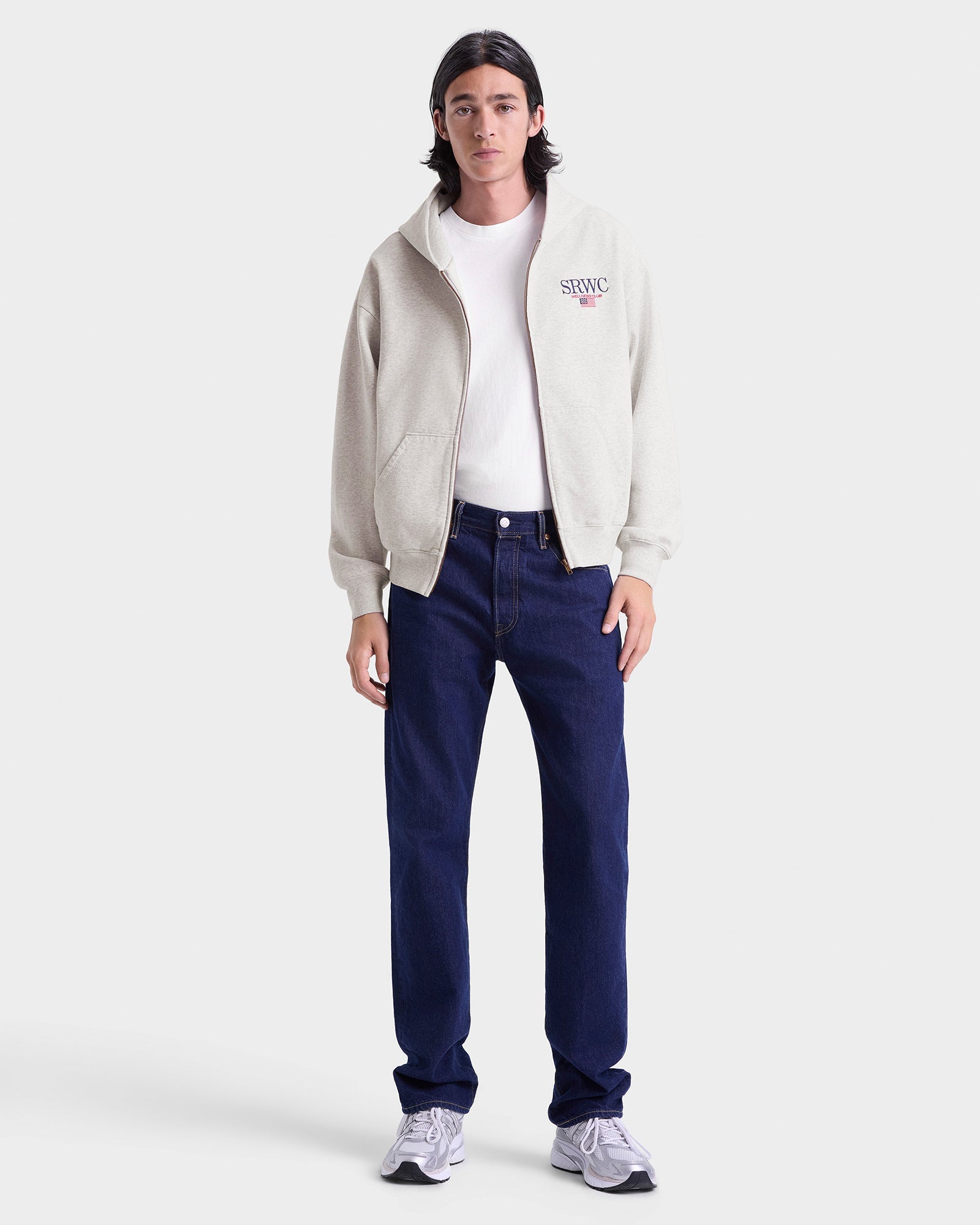 Nautical Embroidered Zip Hoodie - Heather Gray/Navy