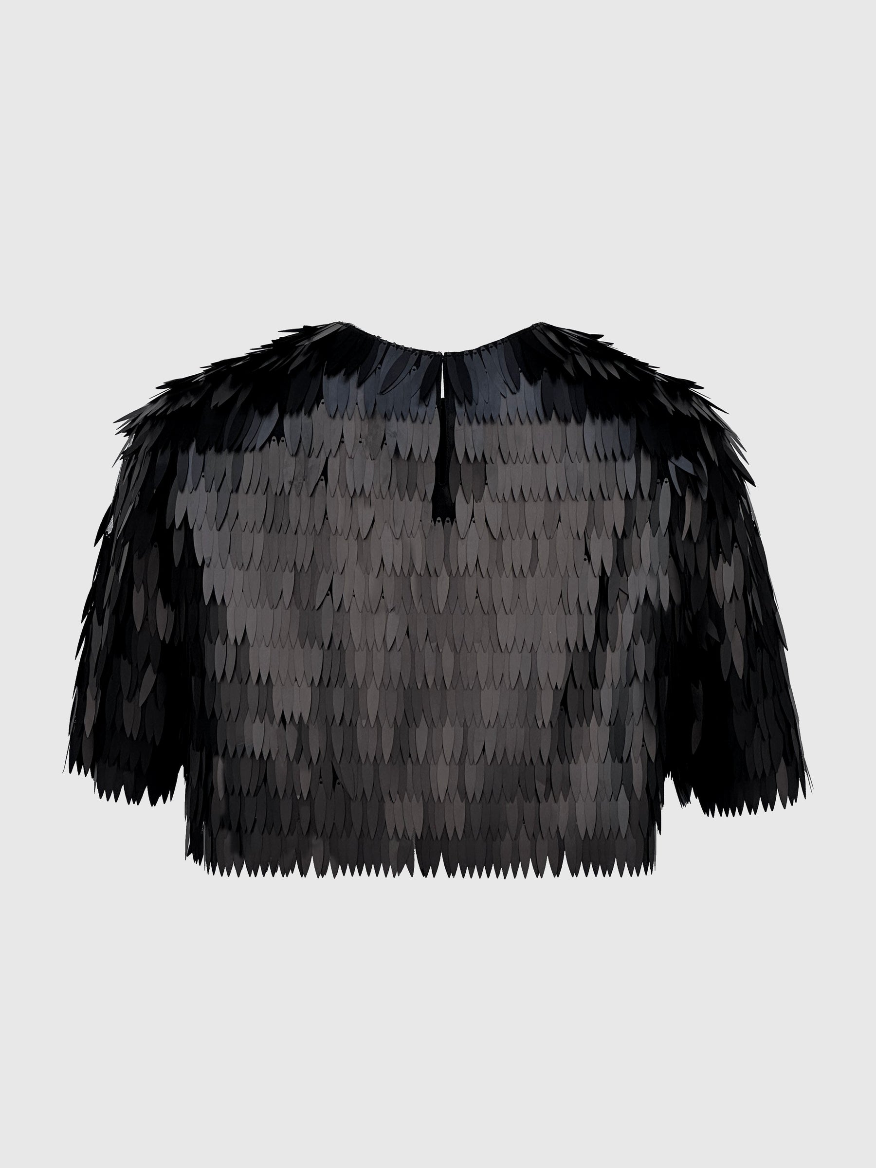 METALLIC FRINGED SEQUIN CROP TOP