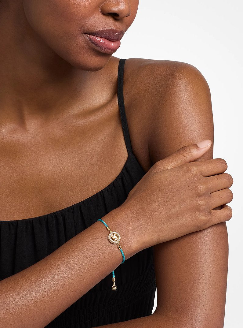 Pavé Gold-Tone Logo Corded Bracelet
