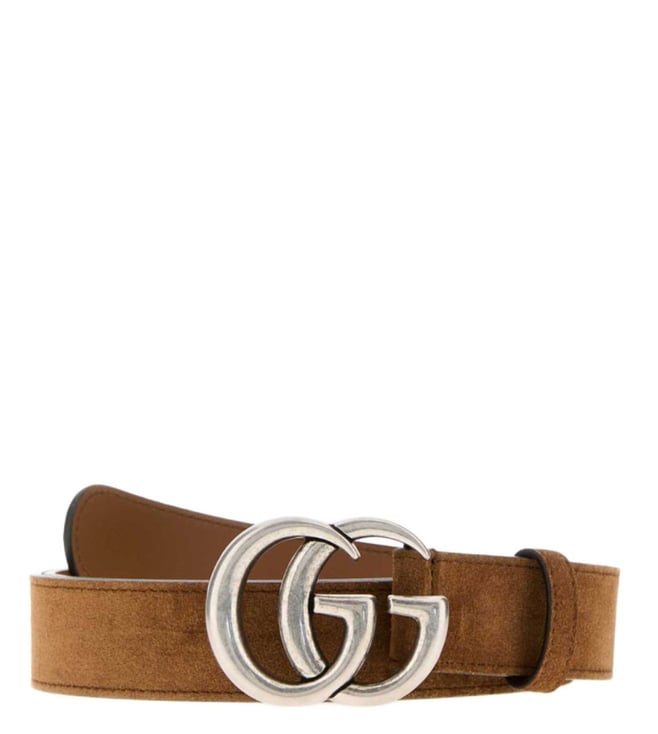 Brown Texture Logo Buckle Belt