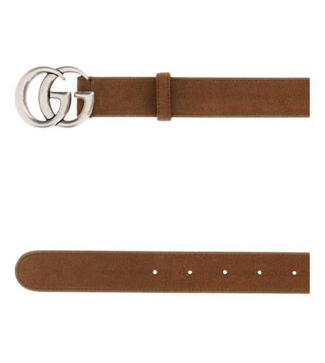Brown Texture Logo Buckle Belt