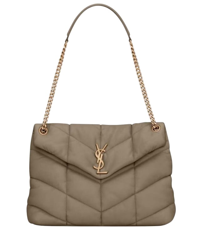Saint Laurent Taupe Puffer Medium Shoulder Bag