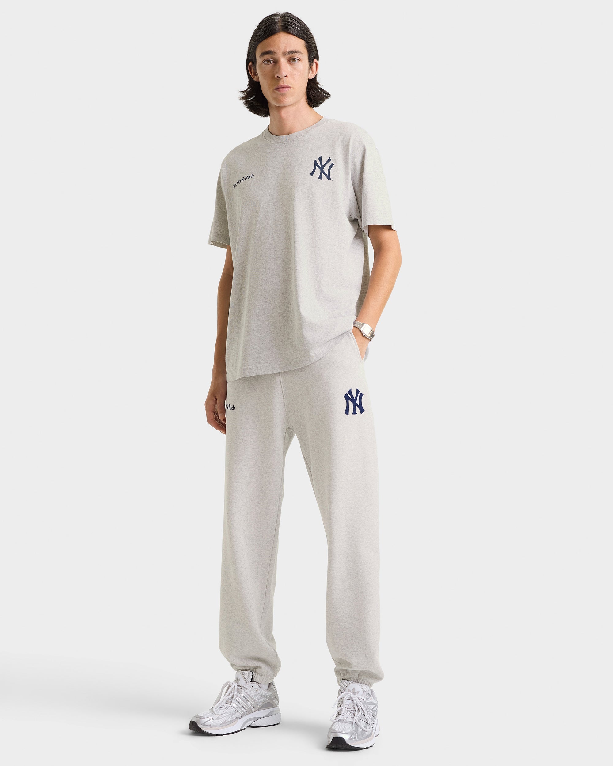 Heritage Yankees Serif Sweatpant - Heather Gray/Navy