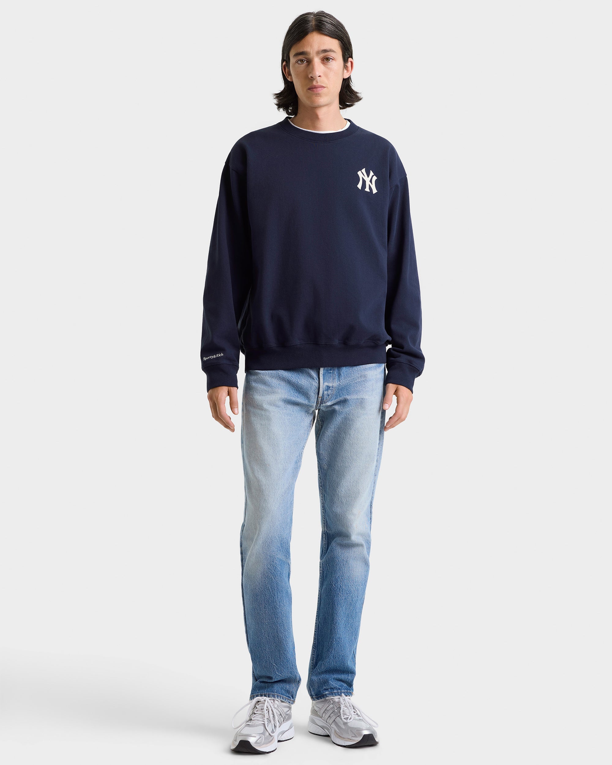 Heritage Yankees Serif Crewneck - Navy/White