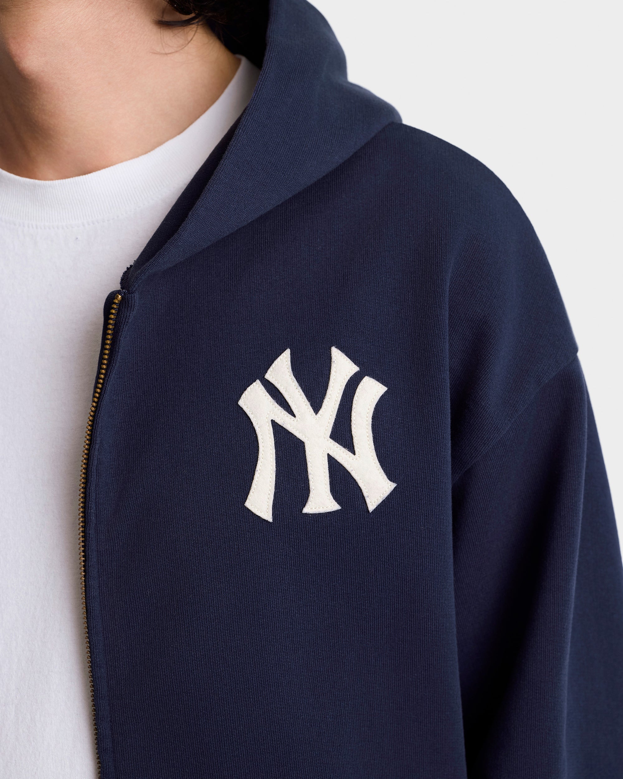 Heritage Yankees Serif Zip Hoodie - Navy/White