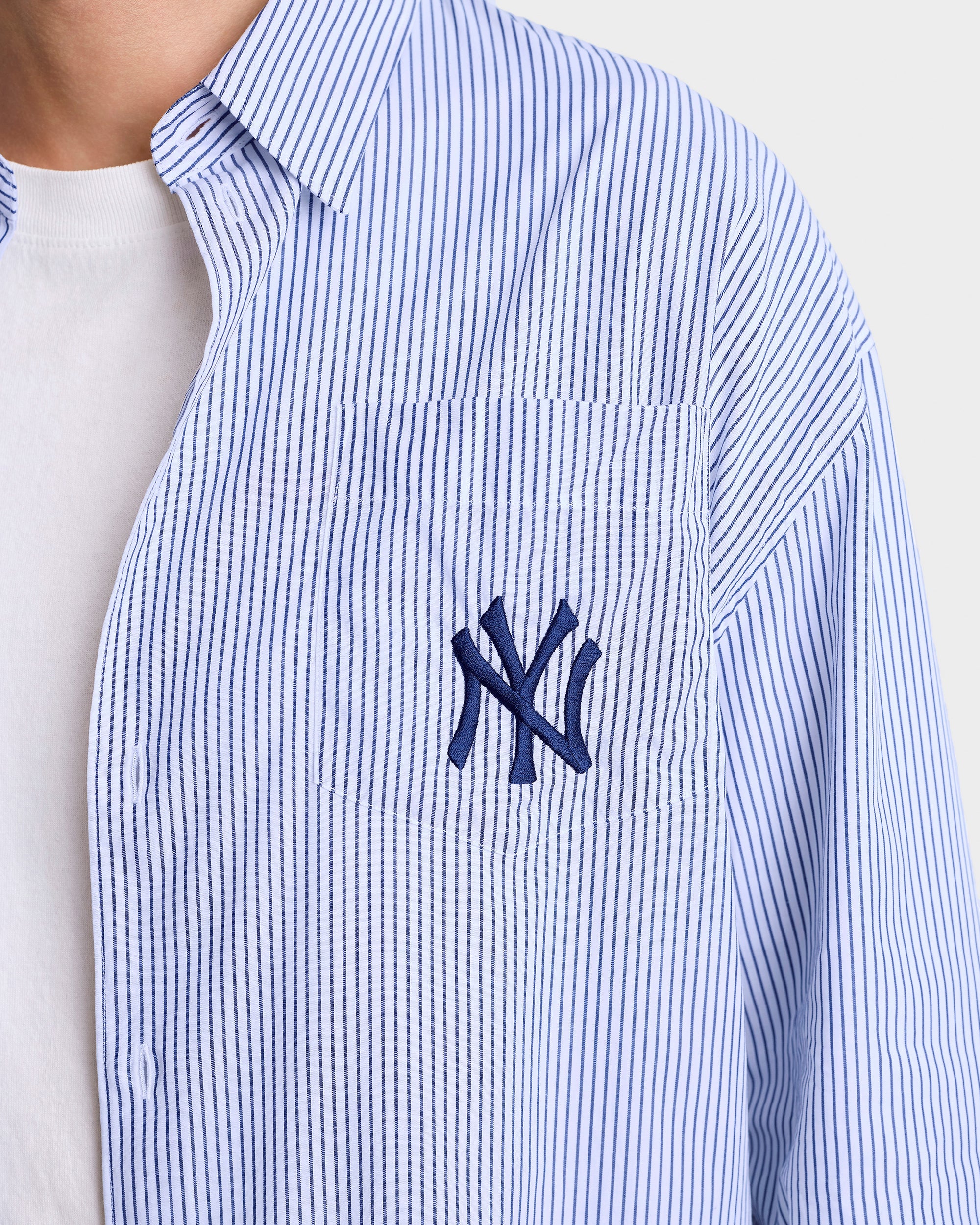 Heritage Yankees Serif Oversized Shirt - Blue Stripe/Navy